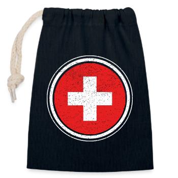 Schweiz - Schweizerkreuz - Verschließbarer Geschenkbeutel aus Baumwolle (14x20cm) - Navy - Vorne