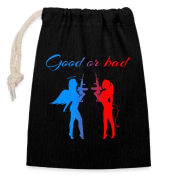 Angel Devil - Closable cotton gift bag (14x20cm) - black - Front