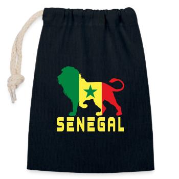 Senegal lion - Closable cotton gift bag (14x20cm) - navy - Front