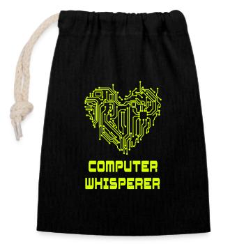 Murmure informatique - Sac cadeau en coton avec cordon (14 x 20 cm) - noir - Devant