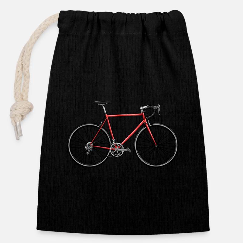 Rennrad mit Sattel - Verschließbarer Geschenkbeutel aus Baumwolle (14x20cm) - Schwarz