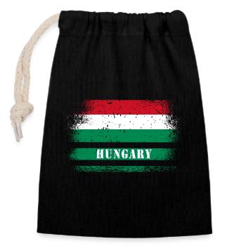 Ungarn Vintage Flagge - Verschließbarer Geschenkbeutel aus Baumwolle (14x20cm) - Schwarz - Vorne
