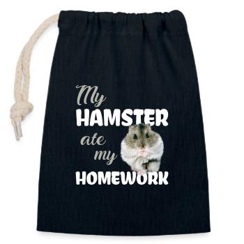 Devoirs de hamster drôle disant - Sac cadeau en coton avec cordon (14 x 20 cm) - bleu marine - Devant