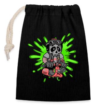 Skull Mofa Moped - Verschließbarer Geschenkbeutel aus Baumwolle (14x20cm) - Schwarz - Vorne