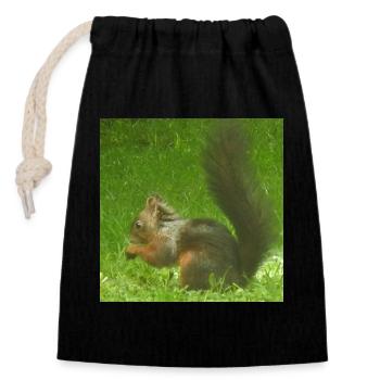 Eichhörnchen Tier Tierliebe Tierfreund Liebe - Verschließbarer Geschenkbeutel aus Baumwolle (14x20cm) - Schwarz - Vorne