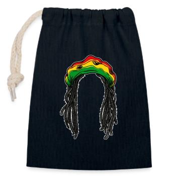 Rasta hairstyle braid hair reggae Jamaica chilling - Sac cadeau en coton avec cordon (14 x 20 cm) - bleu marine - Devant