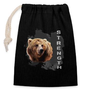 strength, charakter, kodiak bär - Verschließbarer Geschenkbeutel aus Baumwolle (14x20cm) - Schwarz - Vorne