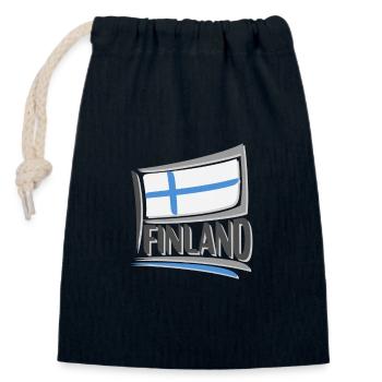 Souvenir de la Finlande, voyage drapeau Finlande - Sac cadeau en coton avec cordon (14 x 20 cm) - bleu marine - Devant