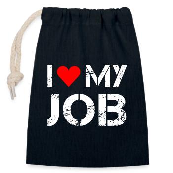 I love my job - Closable cotton gift bag (14x20cm) - navy - Front