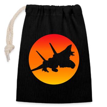 F-14 Tomcat Düsenjäger - Verschließbarer Geschenkbeutel aus Baumwolle (14x20cm) - Schwarz - Vorne