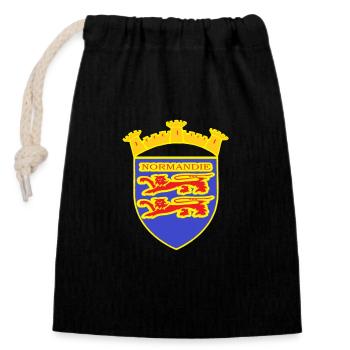 LION NORMANDIE - Sac cadeau en coton avec cordon (14 x 20 cm) - noir - Devant