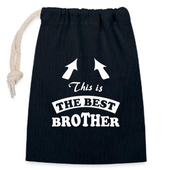 Meilleur frère - Sac cadeau en coton avec cordon (14 x 20 cm) - bleu marine - Devant