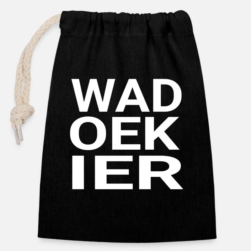 WADOEKIER - Sac cadeau en coton avec cordon (14 x 20 cm) - noir