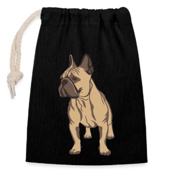Bulldog français - Sac cadeau en coton avec cordon (14 x 20 cm) - noir - Devant