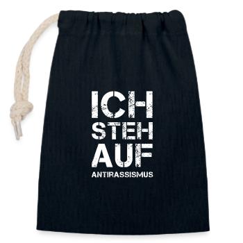 ICH STEH AUF Antirassismus - Verschließbarer Geschenkbeutel aus Baumwolle (14x20cm) - Navy - Vorne