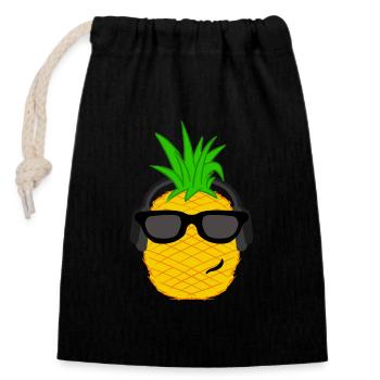 Cool ananas vacances sur les îles des Caraïbes - Sac cadeau en coton avec cordon (14 x 20 cm) - noir - Devant