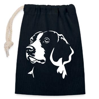 Beagle Kopf "Black Edition" - Verschließbarer Geschenkbeutel aus Baumwolle (14x20cm) - Navy - Vorne