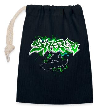 Skater Graffiti - Closable cotton gift bag (14x20cm) - navy - Front
