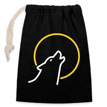 Wolf at full moon - Closable cotton gift bag (14x20cm) - black - Front