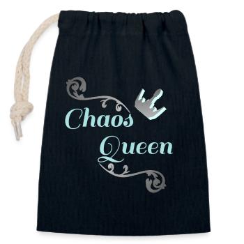 Funny Slogan Shirts, Chaos Queen, Partner Look - Closable cotton gift bag (14x20cm) - navy - Front