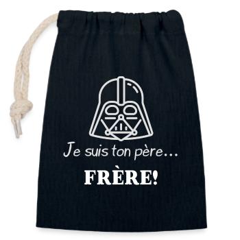 Casque galactique Frère humor - Sac cadeau en coton avec cordon (14 x 20 cm) - bleu marine - Devant