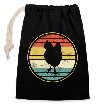 Poulet poules - Sac cadeau en coton avec cordon (14 x 20 cm) - noir - Devant