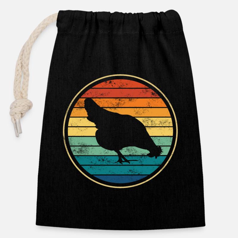Chicken chickens - Closable cotton gift bag (14x20cm) - black
