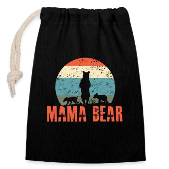 Maman Bear fête des mères - Sac cadeau en coton avec cordon (14 x 20 cm) - noir - Devant