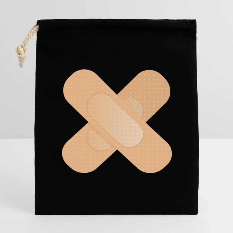 Dispositif de fixation croisé comme élément de conception Sac cadeau en coton avec cordon (14 x 20 cm)