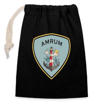 Armoiries du phare d'Amrum - Sac cadeau en coton avec cordon (14 x 20 cm) - noir - Devant