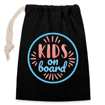 Kids on board - Sac cadeau en coton avec cordon (14 x 20 cm) - noir - Devant