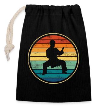 Karaté Sports de combat - Sac cadeau en coton avec cordon (14 x 20 cm) - noir - Devant