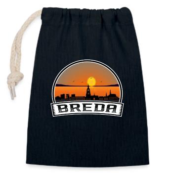 Breda Pays-Bas Skyline Vintage Sunset Voyage Donc - Sac cadeau en coton avec cordon (14 x 20 cm) - bleu marine - Devant