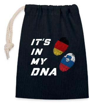 In meiner DNA Deutschland und Slowenien - Verschließbarer Geschenkbeutel aus Baumwolle (14x20cm) - Navy - Vorne