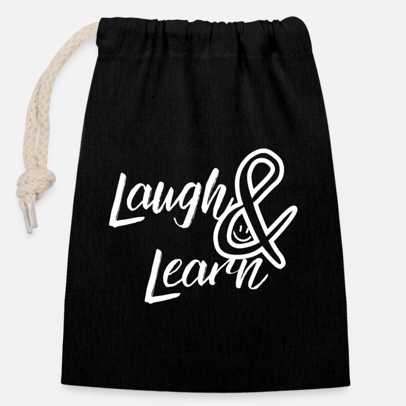 Laugh and Learn - Closable cotton gift bag (14x20cm) - black