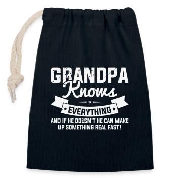 Grand-père sait tout fête des pères - Sac cadeau en coton avec cordon (14 x 20 cm) - bleu marine - Devant