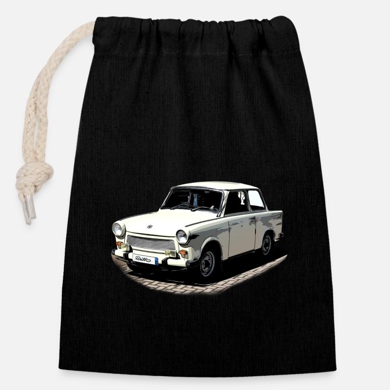 Trabant DDR - Verschließbarer Geschenkbeutel aus Baumwolle (14x20cm) - Schwarz