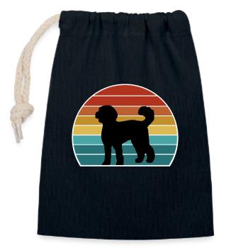 Labradoodle Hund Silhouette Vintage Sonnenuntergang für Hund - Verschließbarer Geschenkbeutel aus Baumwolle (14x20cm) - Navy - Vorne