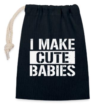 Je fais de mignons bébés cadeau de fête des pères - Sac cadeau en coton avec cordon (14 x 20 cm) - bleu marine - Devant