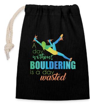 Bouldering - Closable cotton gift bag (14x20cm) - black - Front