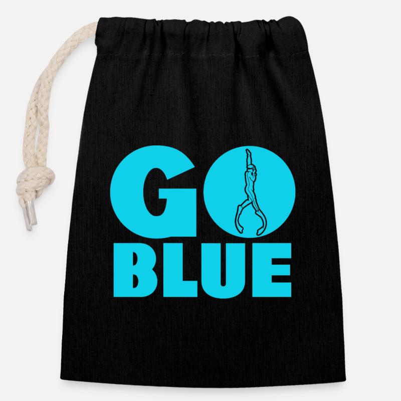 Go Blue - Apnée Apnée - Sac cadeau en coton avec cordon (14 x 20 cm) - noir