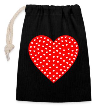 Motif de petits cœurs en inondation de cœur - Sac cadeau en coton avec cordon (14 x 20 cm) - noir - Devant