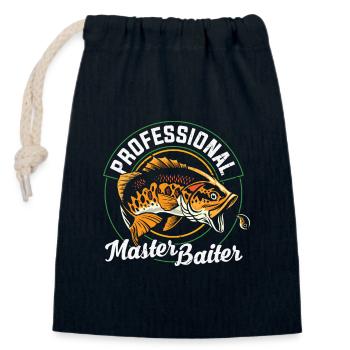 Devis de pêche Maître Baiter professionnel - Sac cadeau en coton avec cordon (14 x 20 cm) - bleu marine - Devant