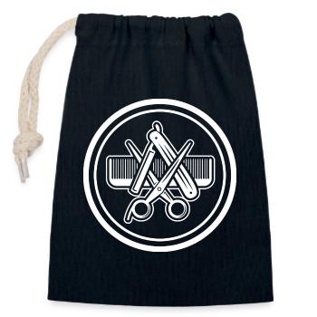 Simple hairdresser sign to design yourself - Closable cotton gift bag (14x20cm) - navy - Front