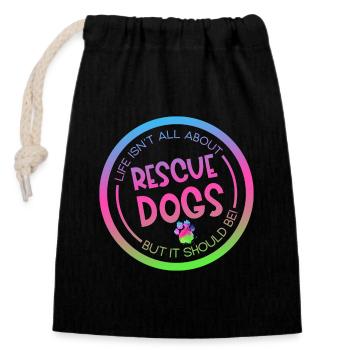 Rescue Dog Search Dog Service Dog Paw - Closable cotton gift bag (14x20cm) - black - Front