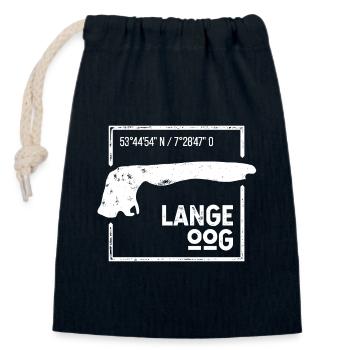 Langeoog | Island silhouette stamp design - Closable cotton gift bag (14x20cm) - navy - Front