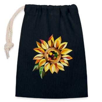 Tournesol - Sac cadeau en coton avec cordon (14 x 20 cm) - bleu marine - Devant
