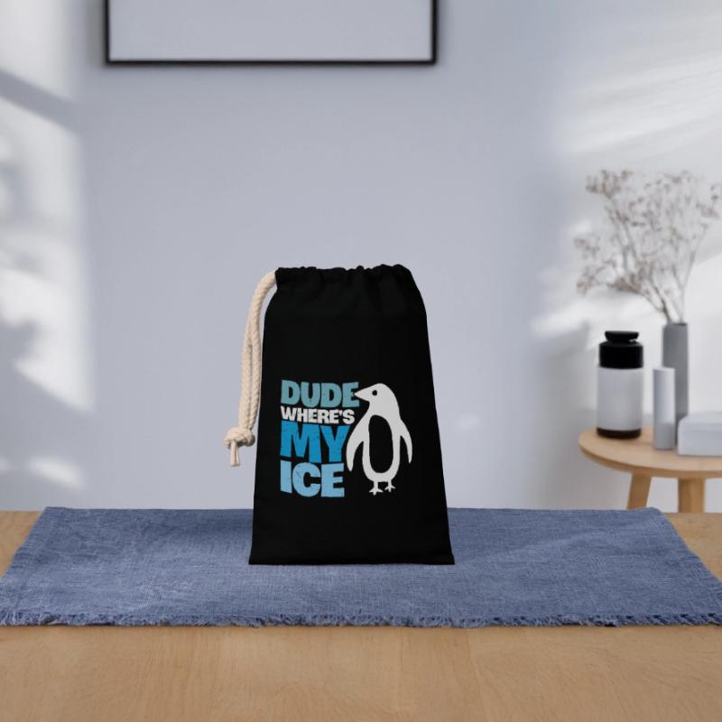 Penguin Global Warming Climate Change Closable cotton gift bag (14x20cm)