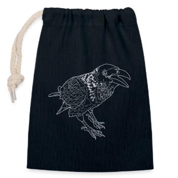 Crow linear - Closable cotton gift bag (14x20cm) - navy - Front