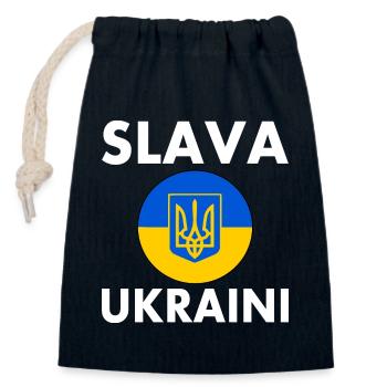 Slava ukraini - Closable cotton gift bag (14x20cm) - navy - Front